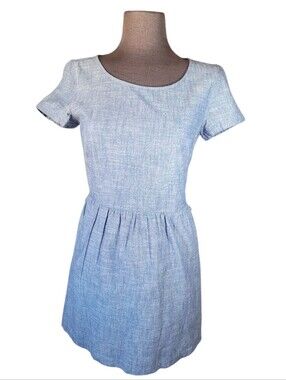 GAP Light Blue Short Sleeve Pleated Waist Mini Dress